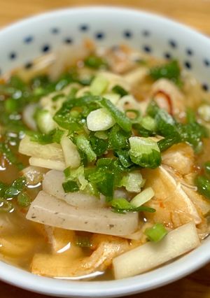 大根の皮と残り物野菜で具沢山ピリ辛スープ-レシピのメイン写真
