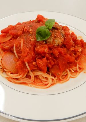 栄養士の卵☆鯖のトマトソーススパゲッティ-レシピのメイン写真