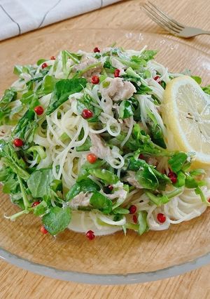生クレソンとツナの冷製レモンパスタ-レシピのメイン写真
