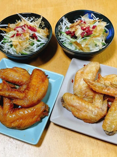 鶏手羽先の塩焼き&甘辛煮&大根サラダ💛-レシピのメイン写真