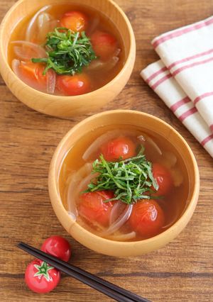美味しさの秘訣は冷凍♡ミニトマトのみそ汁-レシピのメイン写真