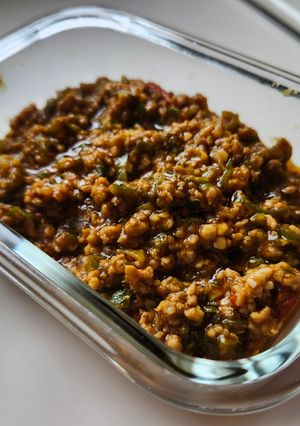 夏の夕飯！ネギの青い所と豚ひき肉でキーマカレー-レシピのメイン写真