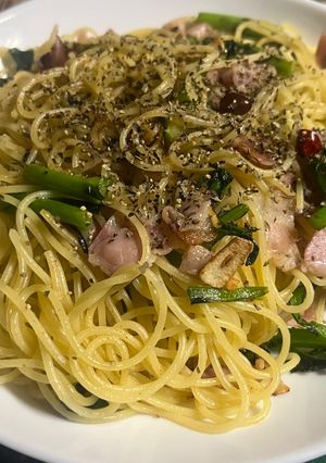 スパゲティ・菜の花ペペロンチーノ-レシピのメイン写真