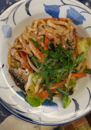 秋刀魚の焼きうどん-レシピのメイン写真