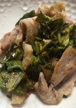 明日葉と豚肉の炒め物-レシピのメイン写真