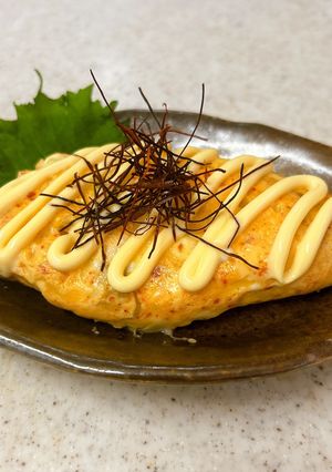 電子レンジ調理♪卵1個でキムチーズオムレツ-レシピのメイン写真