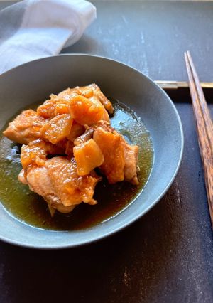 鶏照りを桃ゼリーで簡単甘旨に!お弁当にも-レシピのメイン写真