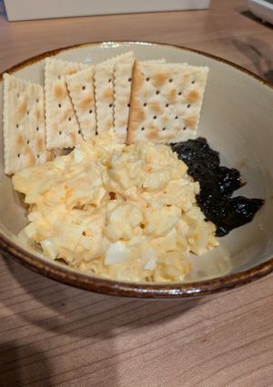 【おつまみ】お酒に合う海苔佃煮と卵サラダ-レシピのメイン写真