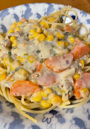 クリームパスタ　残りシチューリメイク-レシピのメイン写真