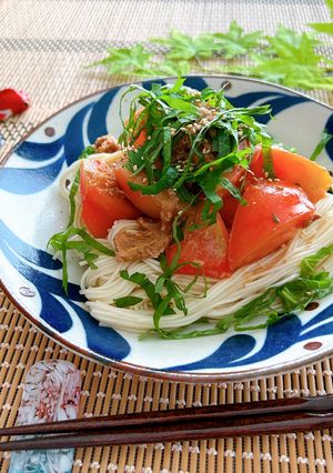 夏のランチに★ツナトマトそうめん-レシピのメイン写真
