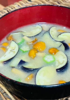 ナスとオクラとナメコの味噌汁-レシピのメイン写真