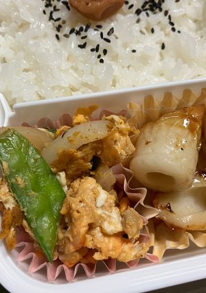 新玉ねぎとサヤエンドウと卵の炒め物-レシピのメイン写真
