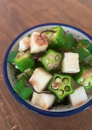 オクラと長芋のおかか塩昆布和え-レシピのメイン写真