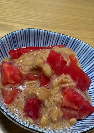 簡単とろうま☆なめ茸納豆トマト-レシピのメイン写真