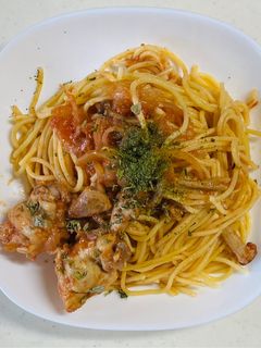 リメイク、チキントマトソースパスタ!-レシピのメイン写真