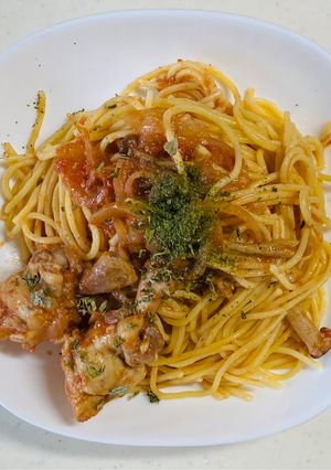 リメイク、チキントマトソースパスタ！-レシピのメイン写真
