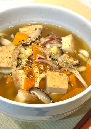 ランチ夕食♪薩摩芋きのこ厚揚げのまろやかうどん-レシピのメイン写真