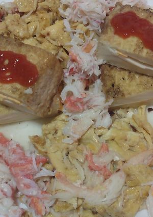 絹厚揚げの網焼き＋カニ玉の豪華版タパス-レシピのメイン写真