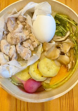 蒸篭でつくる蒸し鶏野菜-レシピのメイン写真