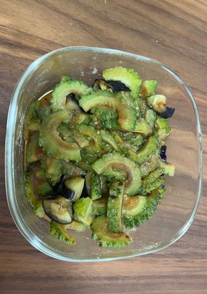 レンチンで美味しい!コク旨ゴーヤと茄子の甘味噌-レシピのメイン写真