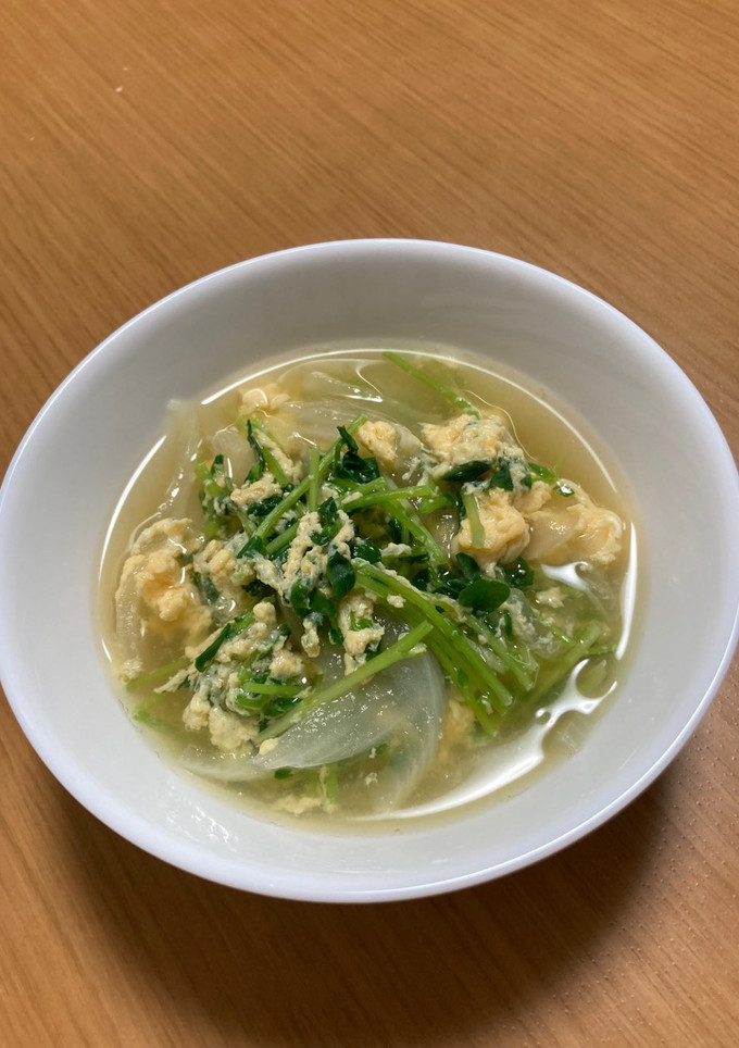 豆苗と新たまねぎのたまごスープ-レシピのメイン写真