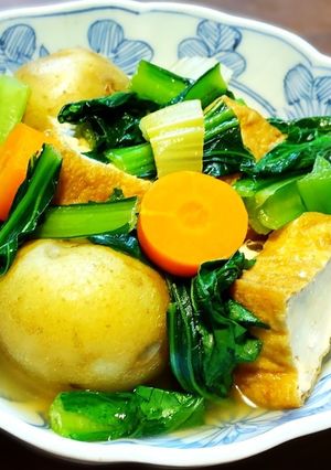 厚揚げ、新じゃが、小松菜、セロリの煮物-レシピのメイン写真