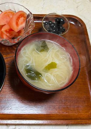 【健康介護】ズボラ素麺味噌汁-レシピのメイン写真