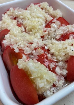 冷やしトマトのタマネギドレッシング-レシピのメイン写真