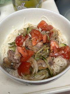 サンマ水煮缶で作るモダンなそうめん-レシピのメイン写真
