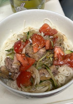 サンマ水煮缶で作るモダンなそうめん-レシピのメイン写真
