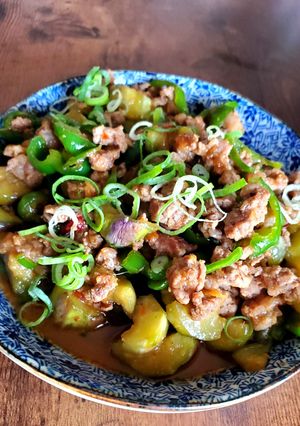 ナス、ピー、ひき肉の適当炒め-レシピのメイン写真