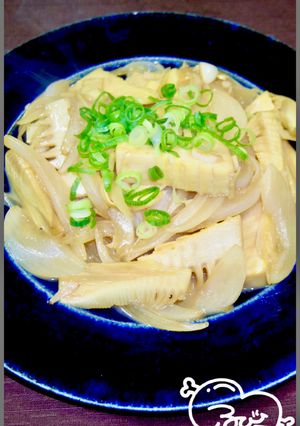 たけのこのと新玉ねぎのガリバタ醤油炒め-レシピのメイン写真