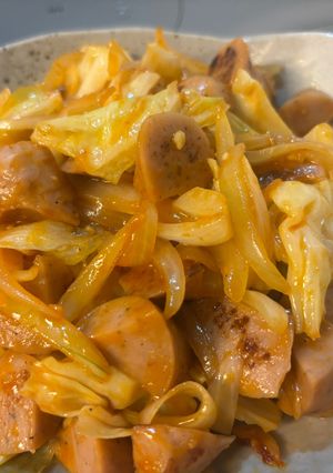 魚肉ソーセージとキャベたまケチャップ炒め-レシピのメイン写真