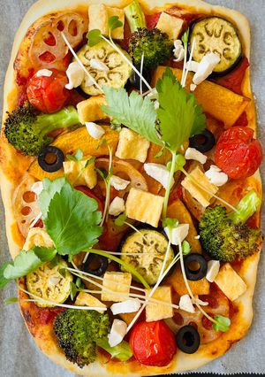 彩り野菜と豆腐カッテージのヘルシーピザ🍕-レシピのメイン写真