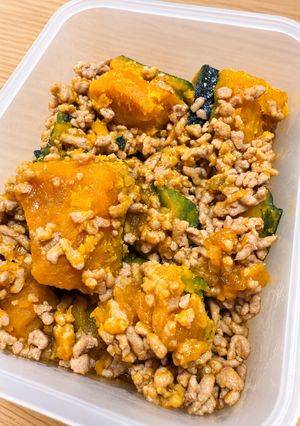 かぼちゃとひき肉の甘辛そぼろ煮-レシピのメイン写真