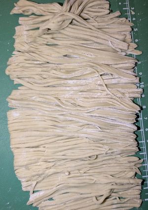 食塩無添加 抹茶麺 (自宅足踏み製麺)-レシピのメイン写真