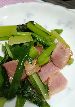 町中華/青菜とベーコンのニンニク炒め-レシピのメイン写真
