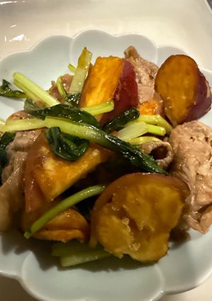 さつまいもと豚バラ肉の照り照り煮-レシピのメイン写真