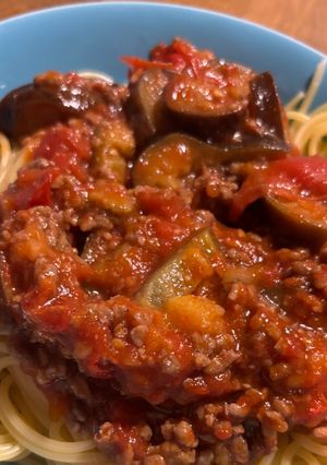 なすとトマトとひき肉のパスタ-レシピのメイン写真