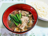 簡単ランチ！豚バラ肉きのこ小松菜つけ素麺