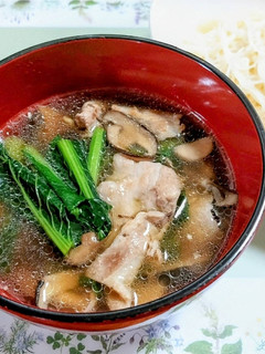 簡単ランチ!豚バラ肉きのこ小松菜つけ素麺-レシピのメイン写真