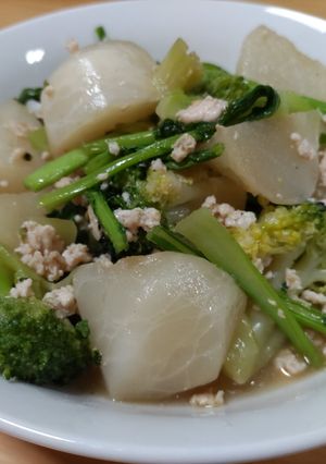 かぶとブロッコリーの鶏ひき肉柚子胡椒-レシピのメイン写真