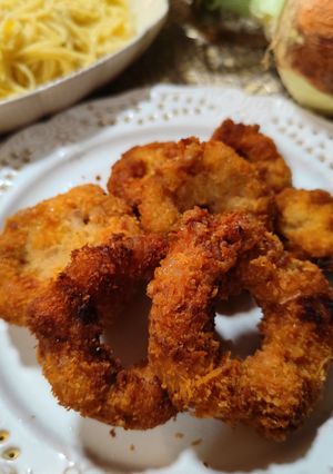 子どもウケ◎肉巻きオニオンリングカツ☆-レシピのメイン写真