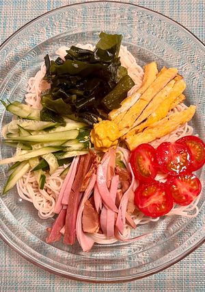 今日の晩ごはん♡節約♡素麺DE冷やし中華-レシピのメイン写真