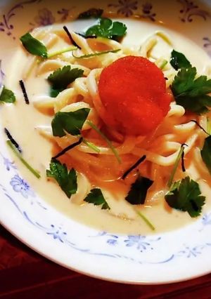 かりこりさんは一人しかいない豆乳めんたいこうどん-レシピのメイン写真