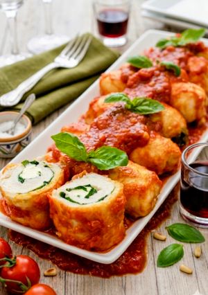 ささみのバジル＆クリチーロール♪トマト煮-レシピのメイン写真
