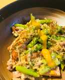 細アスパラと魚肉ソーセージのマヨ炒め