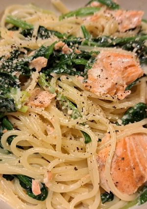 鮭とほうれん草のクリームパスタ-レシピのメイン写真