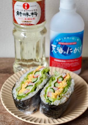 彩り具だくさん!カニたまサラダおにぎらず-レシピのメイン写真