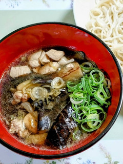 簡単ランチ!鶏肉なす茗荷そばで!つけそば-レシピのメイン写真